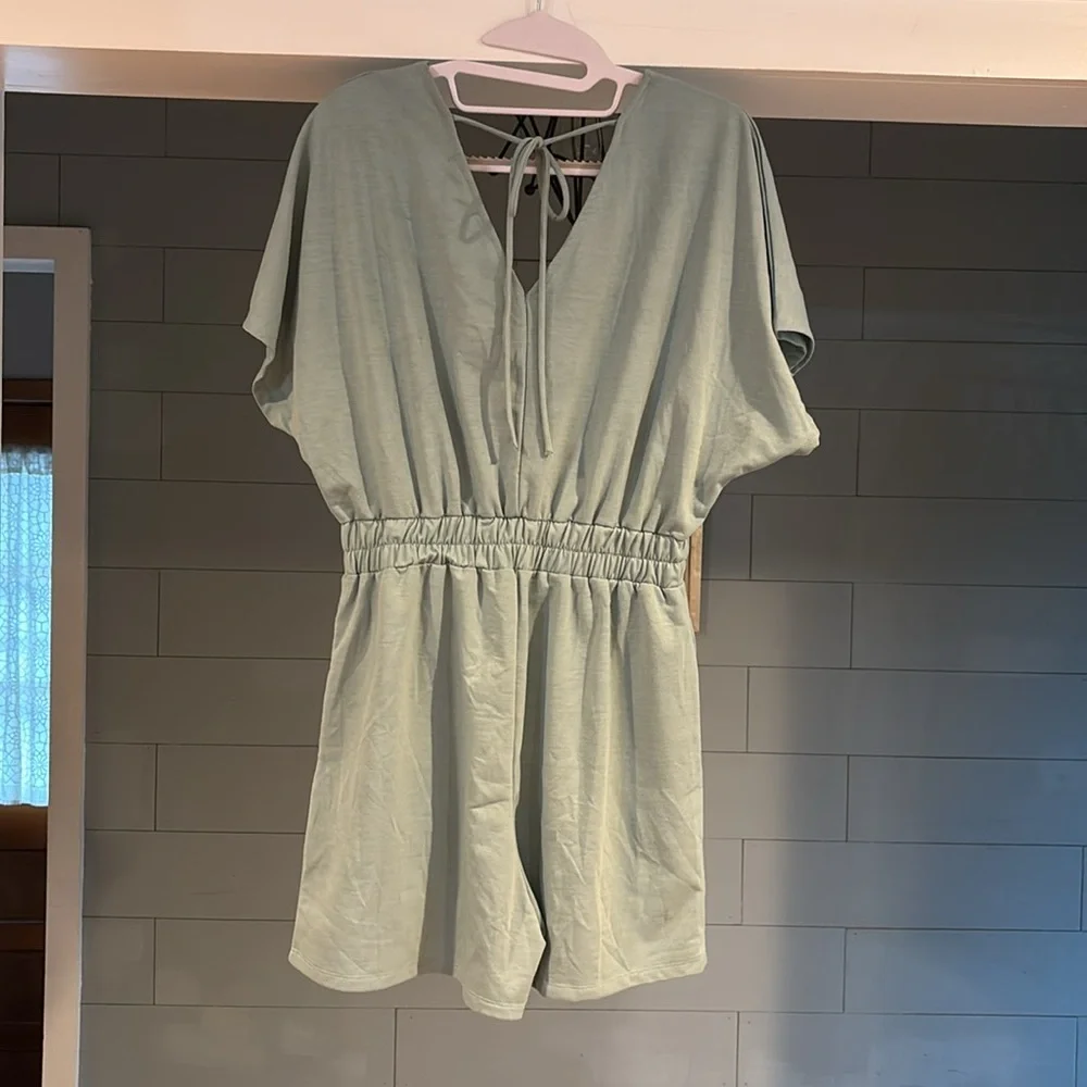 NWT Good‎ Luck Gem dusty blue romper